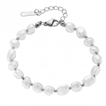 Ατσάλινο βραχιόλι με πέρλες με ακανόνιστο σχήμα 