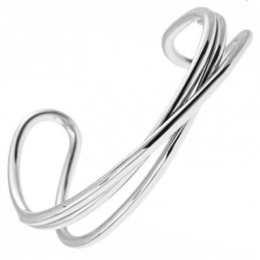 Ατσάλινο βραχιόλι-χειροπέδα με τριπλή γραμμή 