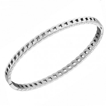 Ατσάλινο βραχιόλι - χειροπέδα με σχέδιο αλυσίδα 