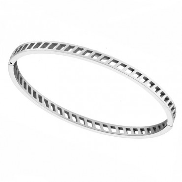 Ατσάλινο βραχιόλι - χειροπέδα με γραμμικό σχέδιο αλυσίδας