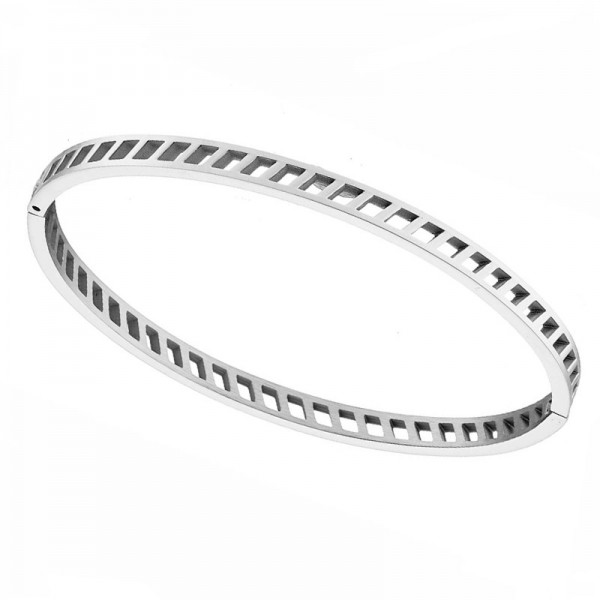 Ατσάλινο βραχιόλι - χειροπέδα με γραμμικό σχέδιο αλυσίδας