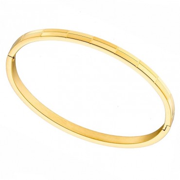 Ατσάλινο βραχιόλι χειροπέδα με ορθογώνια σχήματα , επίχρυσο