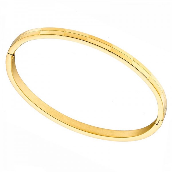 Ατσάλινο βραχιόλι χειροπέδα με ορθογώνια σχήματα , επίχρυσο