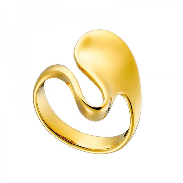 Ατσάλινο επίχρυσο δαχτυλίδι με ακανόνιστο σχήμα 