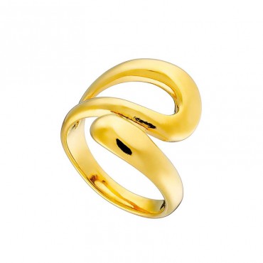 Ατσάλινο επίχρυσο δαχτυλίδι με αντικρυστές άκρες