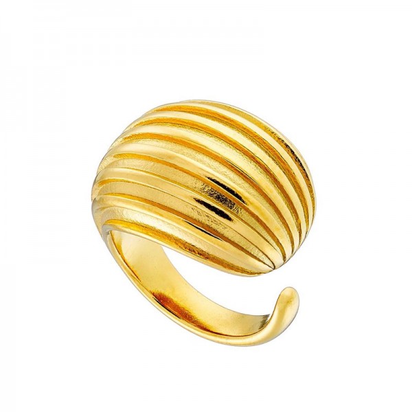 Ατσάλινο επίχρυσο πομπέ δαχτυλίδι 