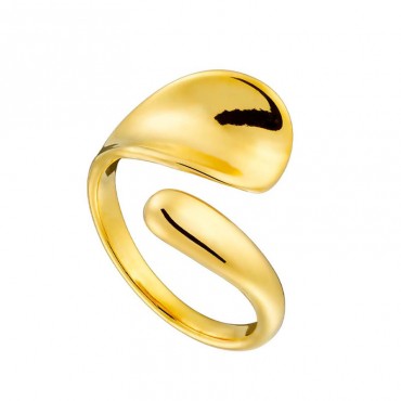 Ατσάλινο επίχρυσο δαχτυλίδι με αντικρυστές άκρες