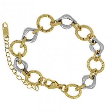 Ατσάλινο δίχρωμο βραχιόλι με κρίκους