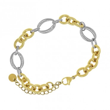 Ατσάλινο δίχρωμο βραχιόλι με κρίκους 