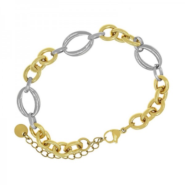 Ατσάλινο δίχρωμο βραχιόλι με κρίκους 