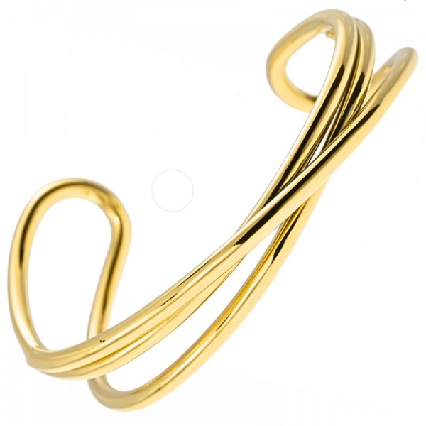 Ατσάλινο επίχρυσοι βραχιόλι-χειροπέδα με τριπλή γραμμή