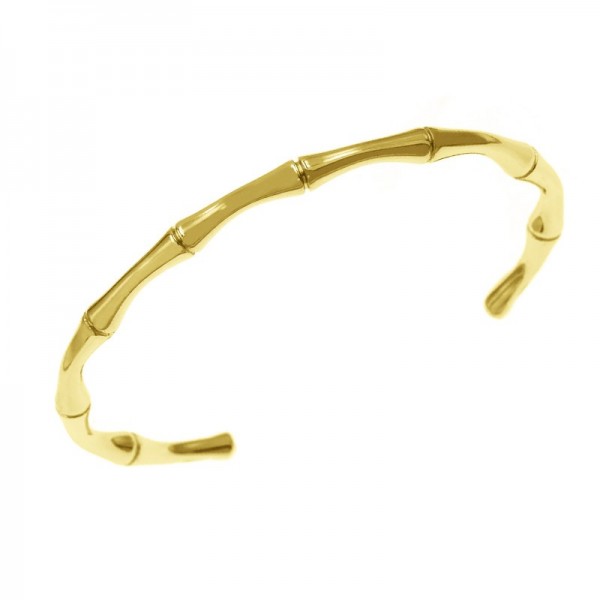 Ατσάλινο επίχρυσο βραχιόλι-χειροπέδα με σχέδιο αρθρώσεις 