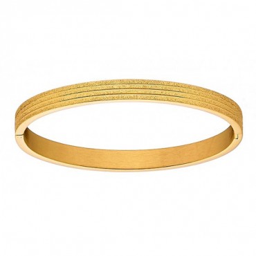 Ατσάλινο βραχιόλι - χειροπέδα επίχρυση με διαμανταρισμένο φινίρισμα 