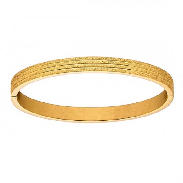 Ατσάλινο βραχιόλι - χειροπέδα επίχρυση με διαμανταρισμένο φινίρισμα 