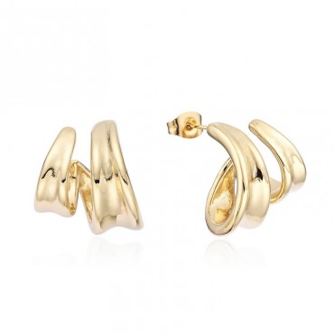 Ατσάλινα επίχρυσα σκουλαρίκια διπλός κρίκος