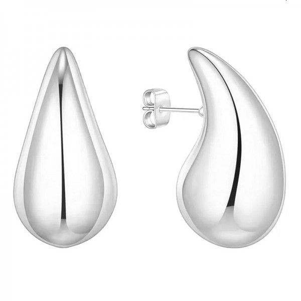 Ατσάλινα κουμπωτά σκουλαρίκια μεγάλη σταγόνα ( chunky drops)