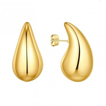 Ατσάλινα επίχρυσα κουμπωτά σκουλαρίκια (chunky drops)