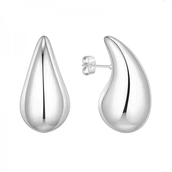 Ατσάλινα σκουλαρίκια με σχήμα σταγόνας μεσαίου μεγέθους 