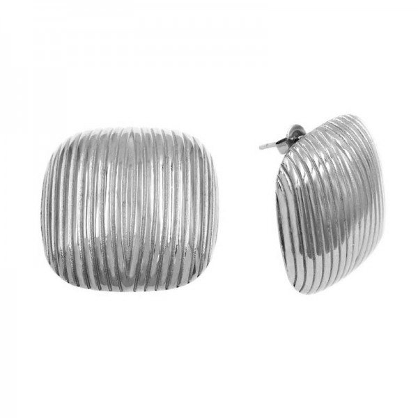 Ατσάλινα κουμπωτά σκουλαρίκια με τετράγωνο σχήμα 