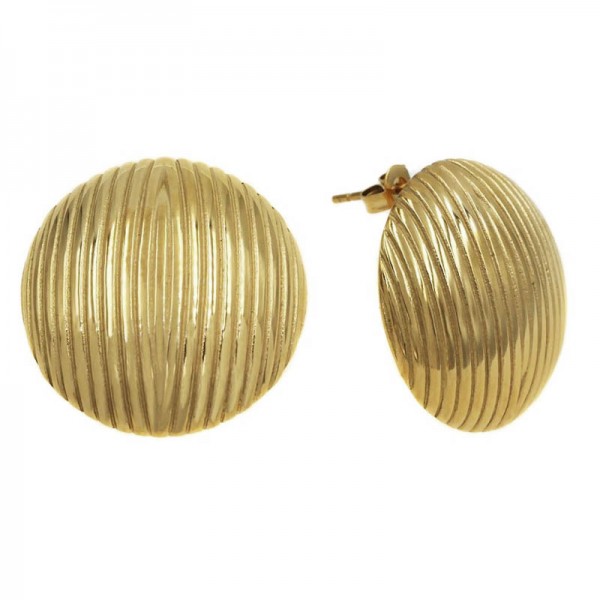 Ατσάλινα επίχρυσα σκουλαρίκια με κυκλικό σχήμα 