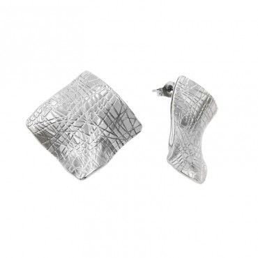 Ατσάλινα κουμπωτά σκουλαρίκια με σχήμα ρόμβου 