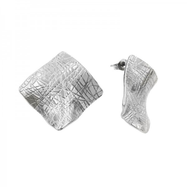 Ατσάλινα κουμπωτά σκουλαρίκια με σχήμα ρόμβου 