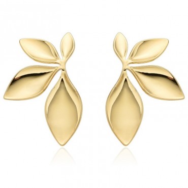 Ατσάλινα κουμπωτά σκουλαρίκια με σχέδιο φύλλα 