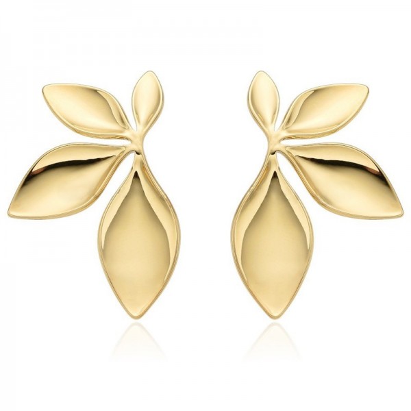 Ατσάλινα κουμπωτά σκουλαρίκια με σχέδιο φύλλα 