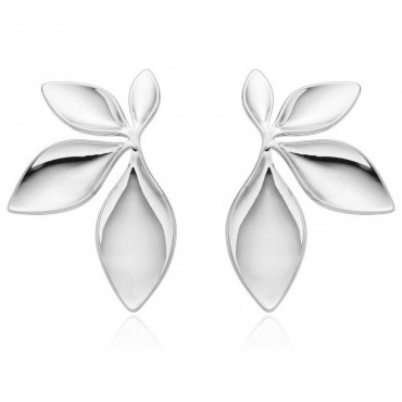 Ατσάλινα κουμπωτά σκουλαρίκια με σχέδιο φύλλα