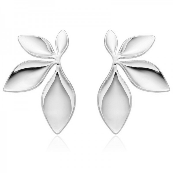 Ατσάλινα κουμπωτά σκουλαρίκια με σχέδιο φύλλα