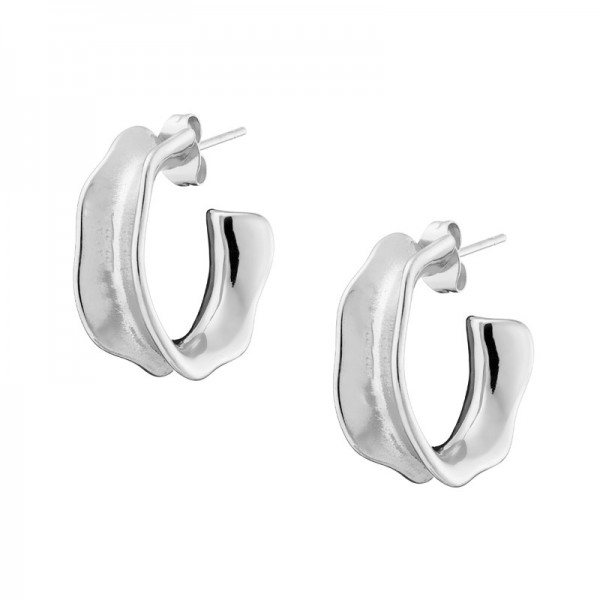 Ατσάλινα κουμπωτά σκουλαρίκια κρίκοι wave