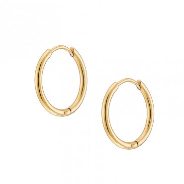 Ατσάλινα και επίχρυσα σκουλαρίκια κρίκοι μεσαίου μεγέθους 