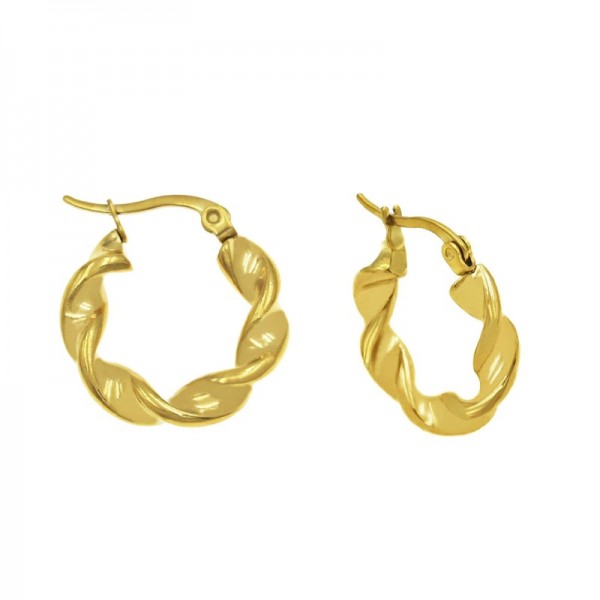 Ατσάλινα επίχρυσα σκουλαρίκια στριφτοί κρίκοι