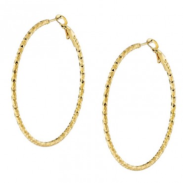 Ατσάλινοι επίχρυσοι κρίκοι με διαμανταρισμένο σκάλισμα 