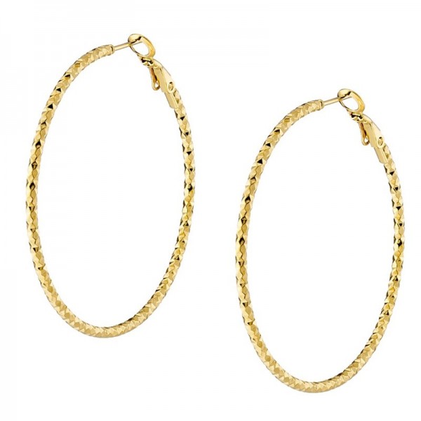 Ατσάλινοι επίχρυσοι κρίκοι με διαμανταρισμένο σκάλισμα 