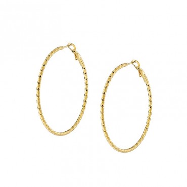 Ατσάλινοι επίχρυσοι κρίκοι με διαμανταρισμένο σκάλισμα