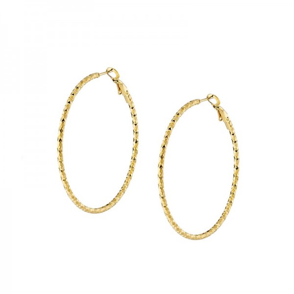 Ατσάλινοι επίχρυσοι κρίκοι με διαμανταρισμένο σκάλισμα