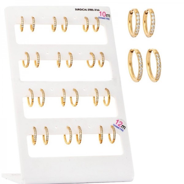 Ατσάλινοι μικροί κρίκοι με πέτρες , επιχρυσωμένοι 