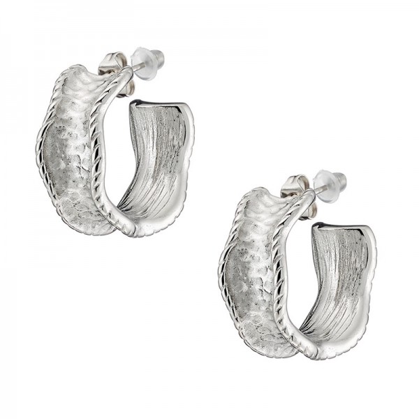 Ατσάλινα σκουλαρίκια - κρίκοι με σφυρήλατο φινίρισμα 