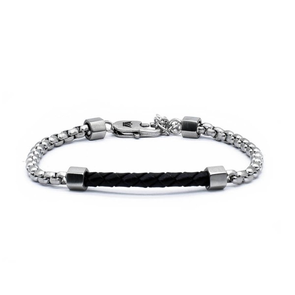 Ανδρικό βραχιόλι με γνήσιο δέρμα και ατσάλι