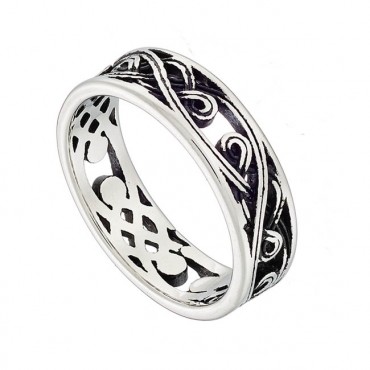 Ατσάλινο δαχτυλίδι βέρα με διάτρητο σκάλισμα 