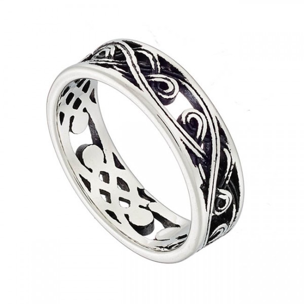 Ατσάλινο δαχτυλίδι βέρα με διάτρητο σκάλισμα 
