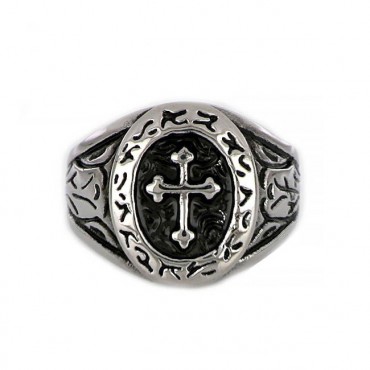 Ατσάλινο δαχτυλίδι με σκαλιστό σταυρό