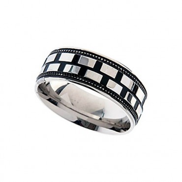 Ατσάλινο δαχτυλίδι με διχρωμία 