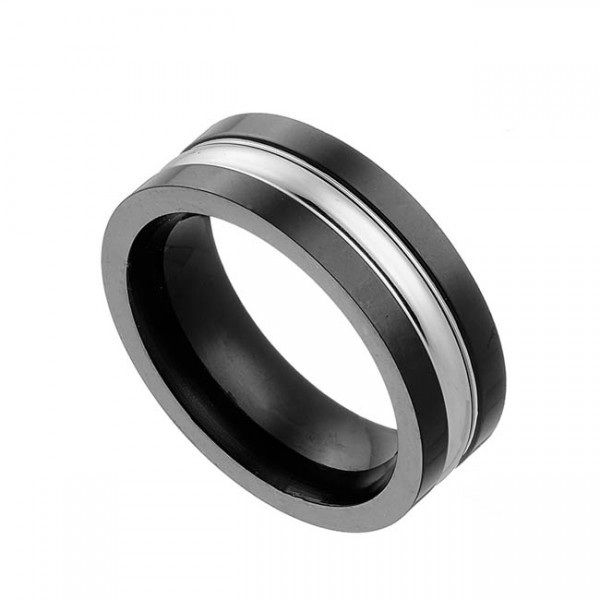 Ατσάλινο δαχτυλίδι βέρα με διχρωμία 