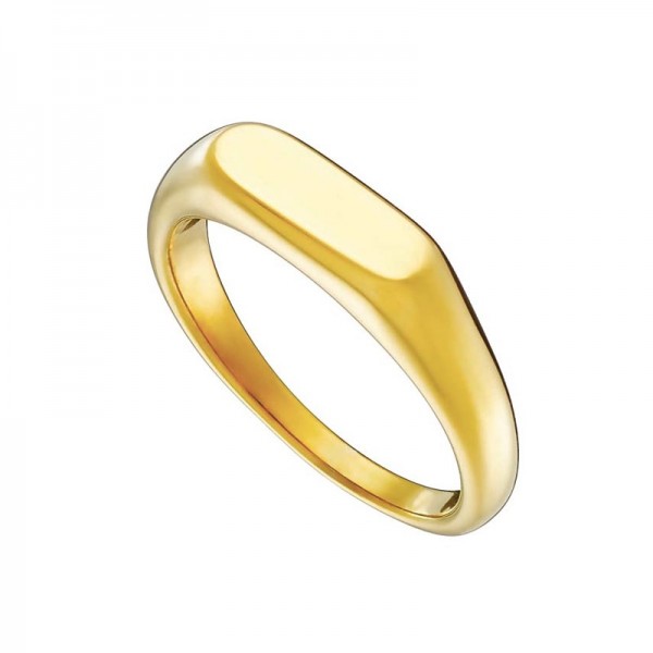 Ατσάλινο επίχρυσο δαχτυλίδι με λουστρέ φινίρισμα