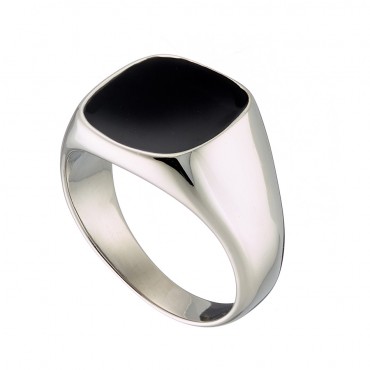 Ατσάλινο δαχτυλίδι με μαύρη πάστα