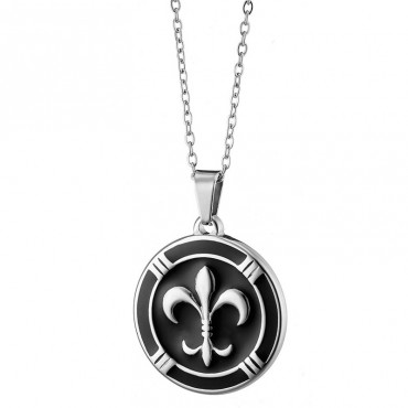 Ατσάλινο κολιέ με κρίνο (fleur de lis)