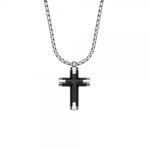 Αλυσίδα με δίχρωμο σταυρό από ανοξείδωτο ατσάλι