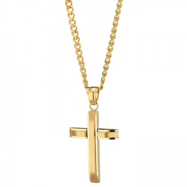 Αλυσίδα με σταυρό από ανοξείδωτο ατσάλι επιχρυσωμένο 